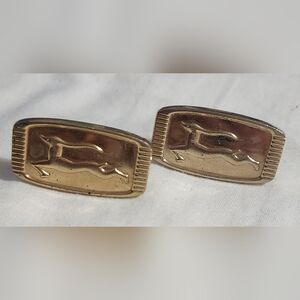 Vintage Gold Tone Impala Emblem Cuff Links Anson